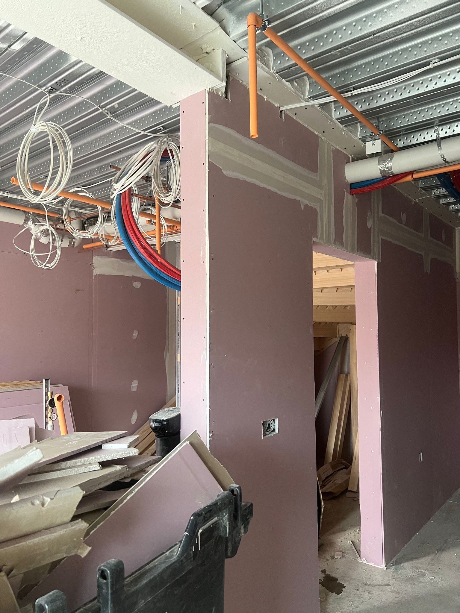 Drylining installation in progress