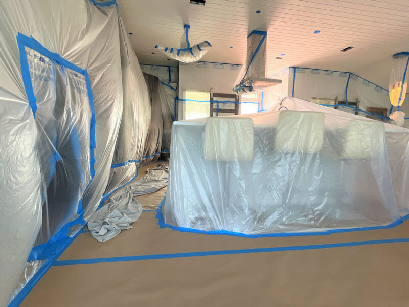 Prepping walls and protecting furniture with sheets